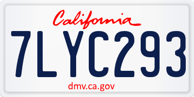 CA license plate 7LYC293