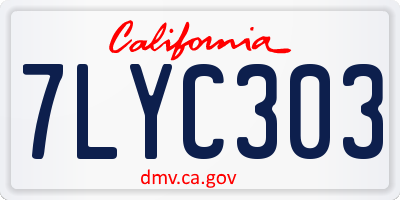 CA license plate 7LYC303