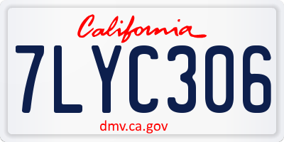 CA license plate 7LYC306