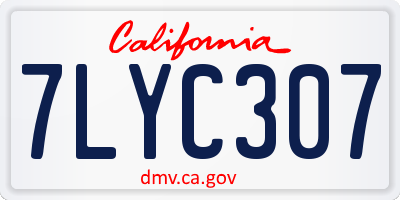 CA license plate 7LYC307