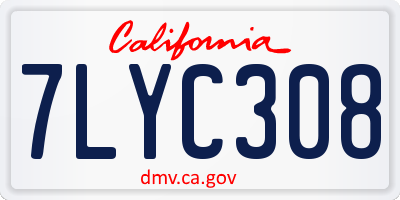 CA license plate 7LYC308