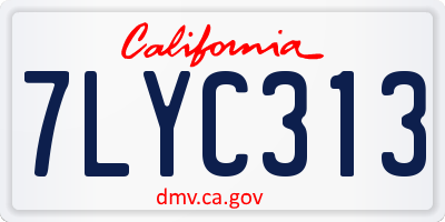 CA license plate 7LYC313