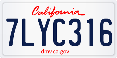 CA license plate 7LYC316