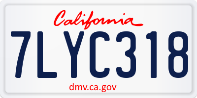 CA license plate 7LYC318