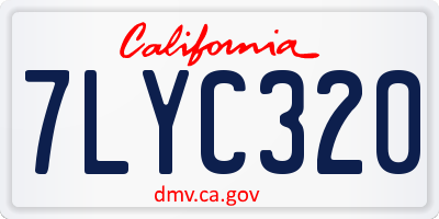 CA license plate 7LYC320
