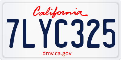 CA license plate 7LYC325