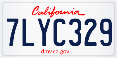 CA license plate 7LYC329