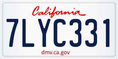 CA license plate 7LYC331