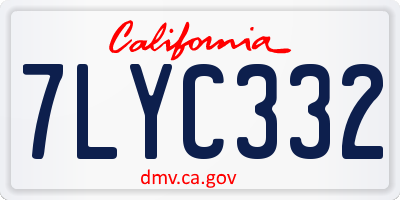 CA license plate 7LYC332
