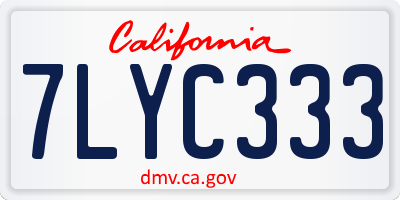 CA license plate 7LYC333