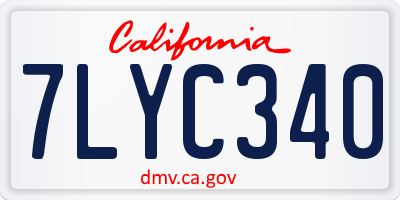 CA license plate 7LYC340