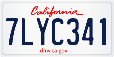 CA license plate 7LYC341