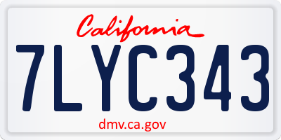 CA license plate 7LYC343