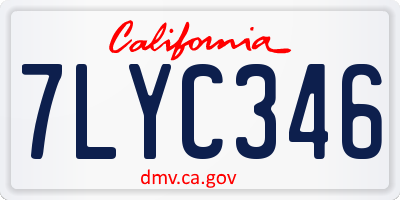 CA license plate 7LYC346