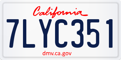CA license plate 7LYC351