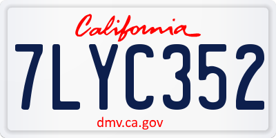 CA license plate 7LYC352