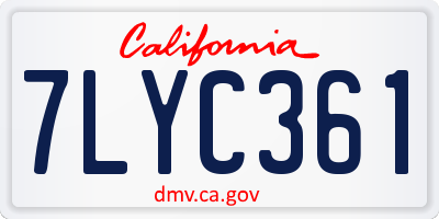 CA license plate 7LYC361