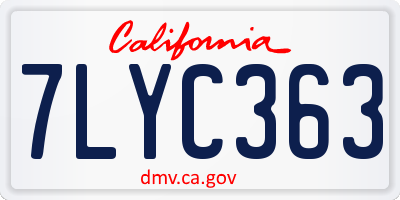 CA license plate 7LYC363