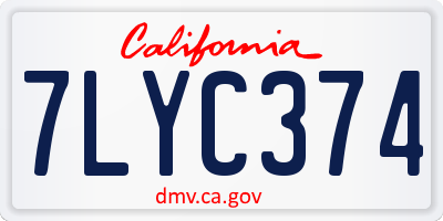 CA license plate 7LYC374