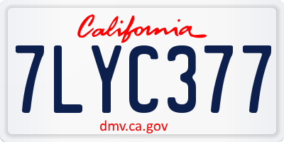 CA license plate 7LYC377