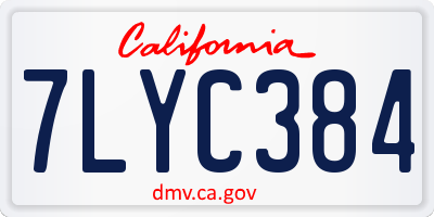 CA license plate 7LYC384