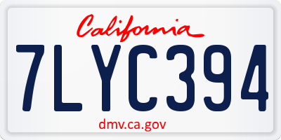 CA license plate 7LYC394