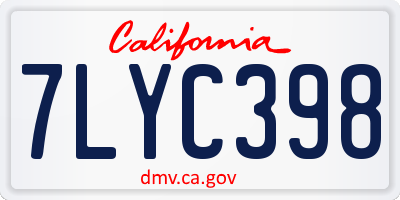 CA license plate 7LYC398