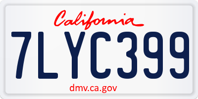 CA license plate 7LYC399