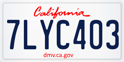 CA license plate 7LYC403