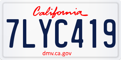 CA license plate 7LYC419