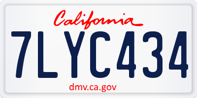 CA license plate 7LYC434