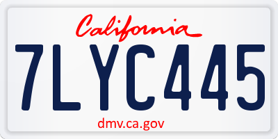 CA license plate 7LYC445