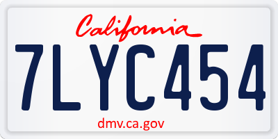 CA license plate 7LYC454