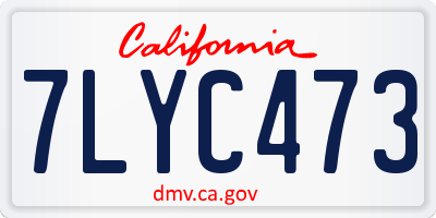CA license plate 7LYC473