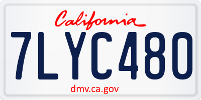 CA license plate 7LYC480