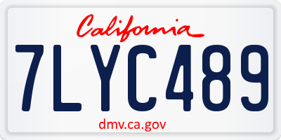 CA license plate 7LYC489