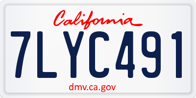 CA license plate 7LYC491