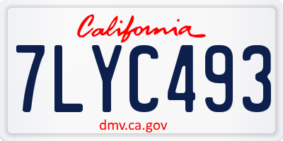 CA license plate 7LYC493