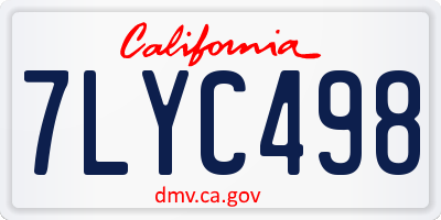 CA license plate 7LYC498