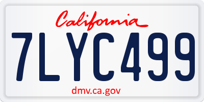 CA license plate 7LYC499