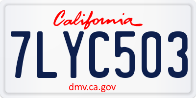 CA license plate 7LYC503