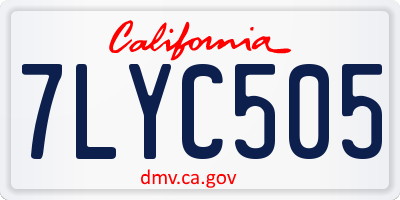 CA license plate 7LYC505