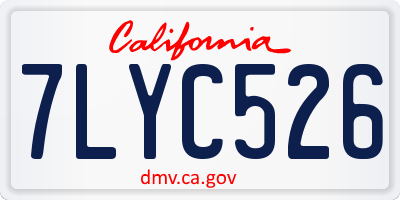 CA license plate 7LYC526