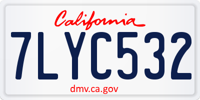 CA license plate 7LYC532