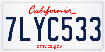 CA license plate 7LYC533