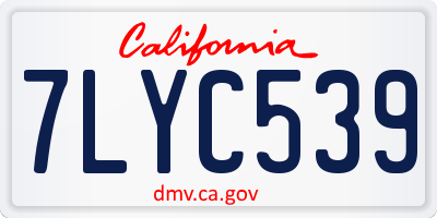 CA license plate 7LYC539