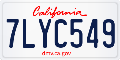 CA license plate 7LYC549