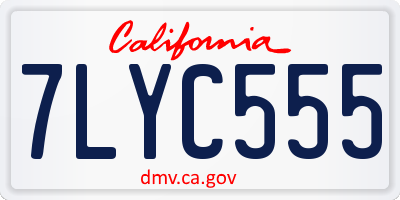 CA license plate 7LYC555