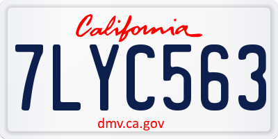 CA license plate 7LYC563