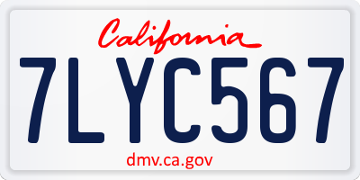 CA license plate 7LYC567